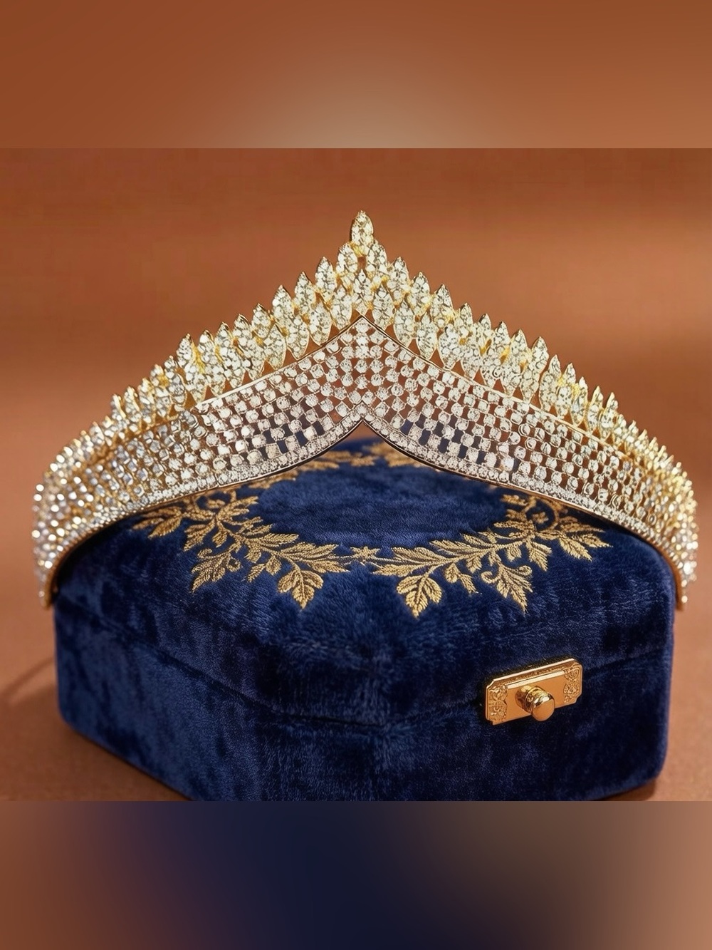 Gold Crystal Bridal Tiara - Elegant Gold Hair Accessory